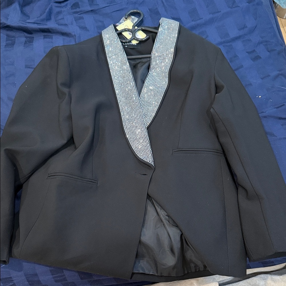 Chic Black Blazer with Silver Accents